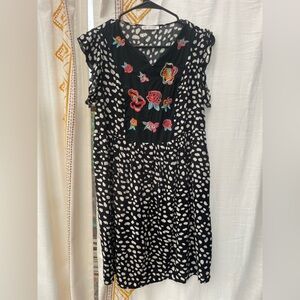 Floral Embroidered Black Dress